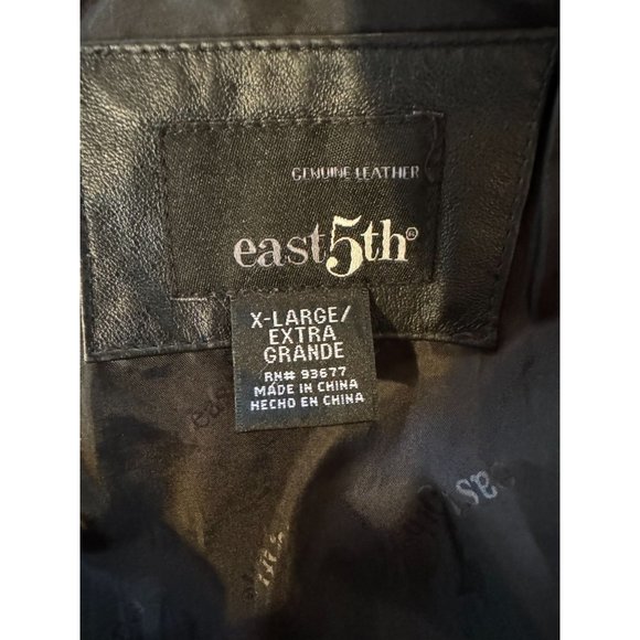 East 5th Zip Front Jacket Size XL Black Genuine Leather - Picture 5 of 16